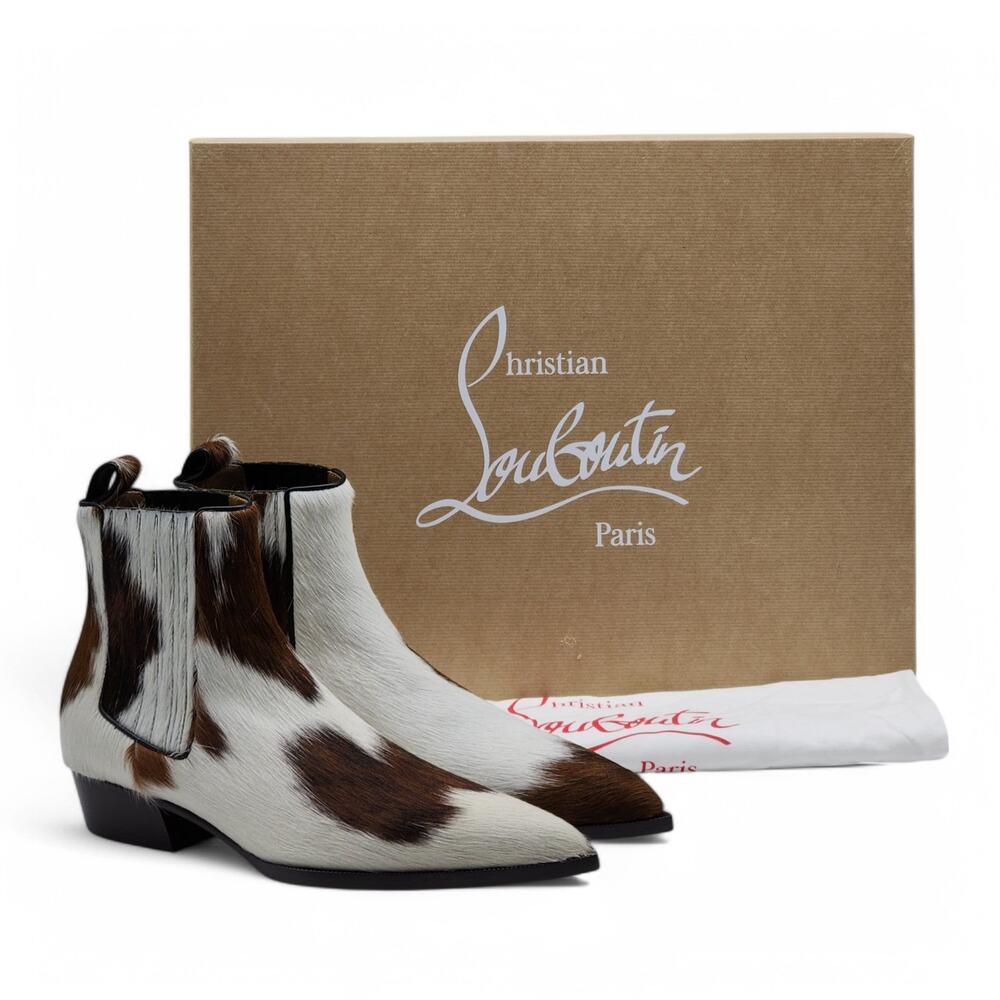 Christian Louboutin Cheliviss Low Boots - Hair-on Calf  - Brown White 40 $1795